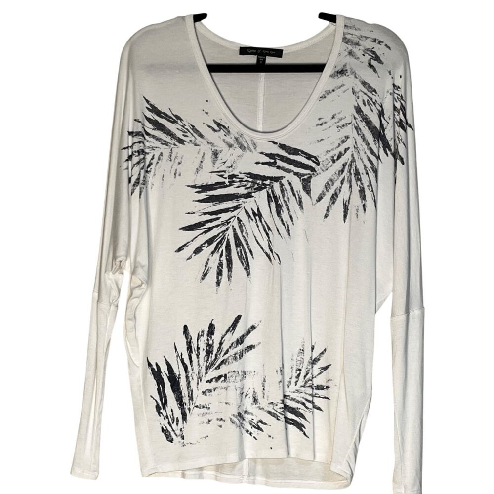 Karen by Karen Kane Cream S Tee – Lightweight Minimalist Botanical Chic